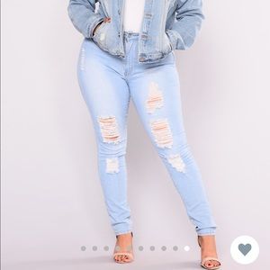 Fashion Nova Light Distressed Jeans